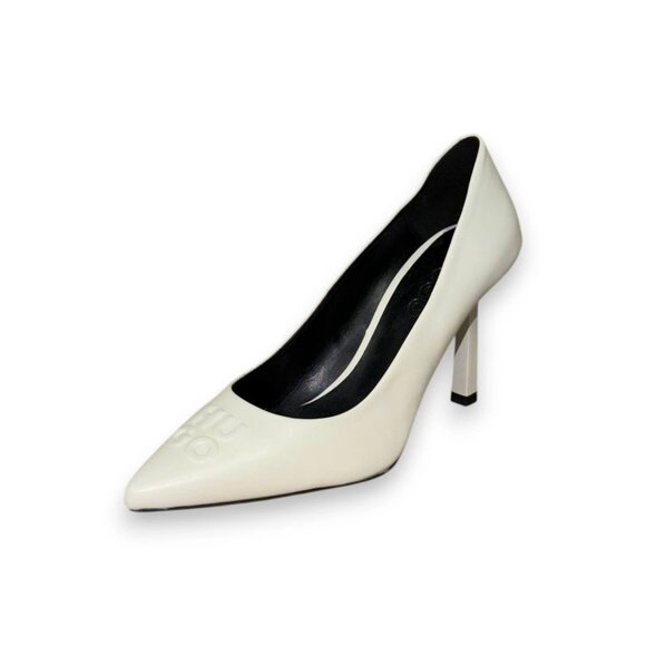 HUGO Katniss Pump 90 Women's White Calf Leather Stiletto Heels US 7 MSRP $373 - Picture 1 of 4